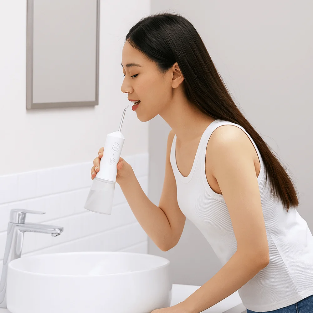 

Портативный электрический ирригатор для полости рта, умный перезаряжаемый электрический ирригатор для промывки зубов, беспроводной с 4 насадками, скалер для ухода за деснами