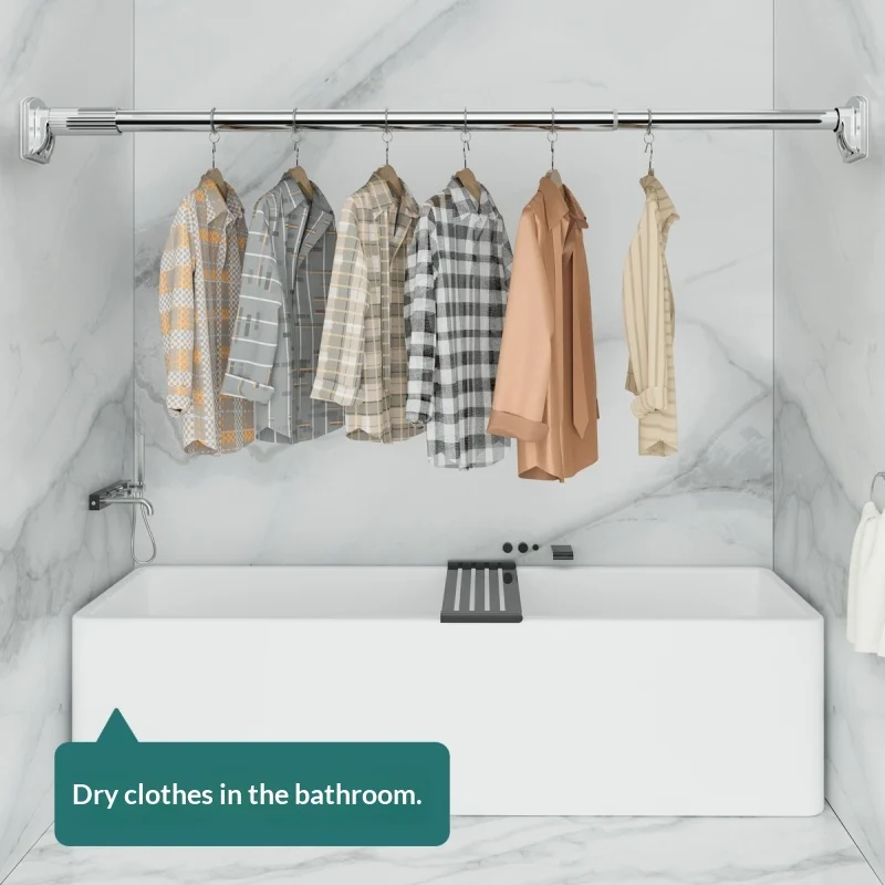 Telescopic Clothes Drying Rod Without Punching Fixed Balcony Clothes Drying Rack Stainless Steel Shower Curtain Rod Curtain Rod