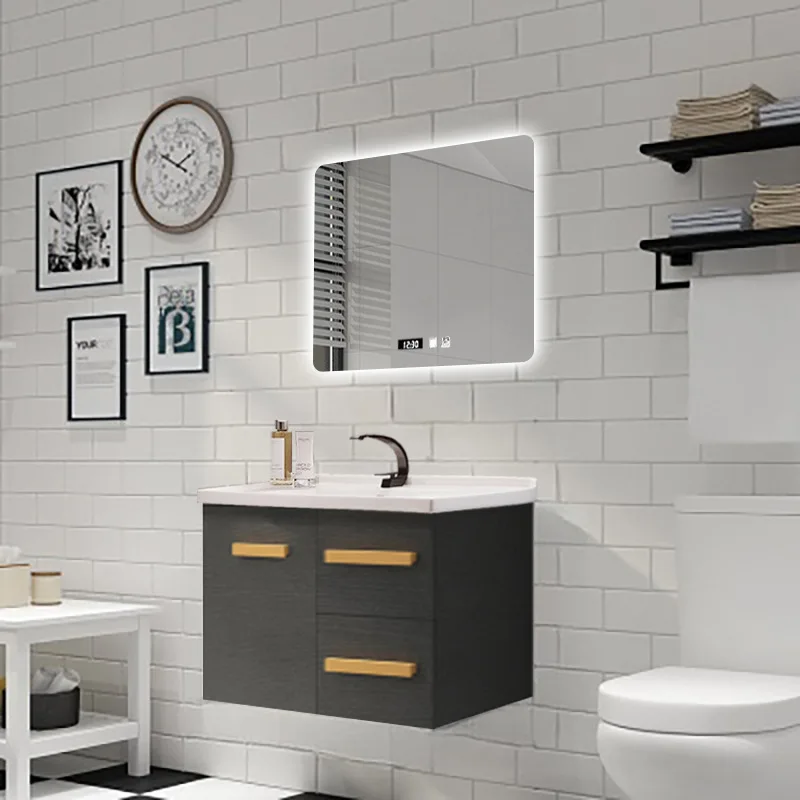 Solid wood bathroom cabinet, toilet, washbasin cabinet, combination ceramic integrated basin, washbasin, smart mirror, bathroom