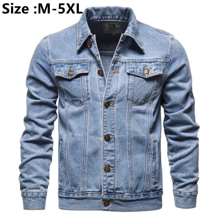 New 2024 Cotton Denim Jacket Men Casual Solid Color Lapel Single Breasted Jeans Jacket Men Autumn Slim Fit Quality Mens Jackets