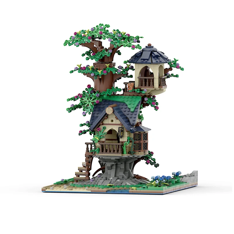 Ville rue vue modèle MOC briques de construction petit arbre maison technologie modulaire cadeaux vacances assembler enfants jouets costume