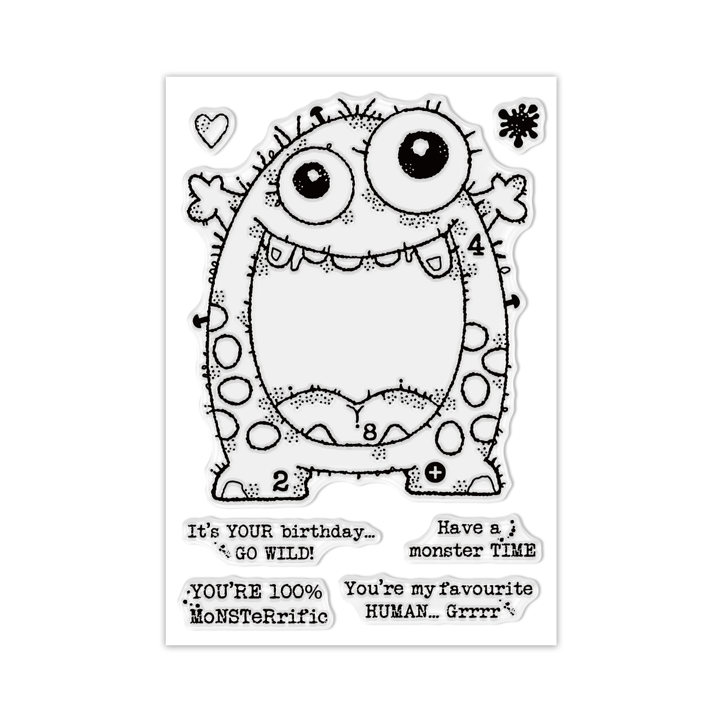 New 2024 Giant Monster Sentiment Clear Stamp, Includes A Cute Dot Monster, Enjoy Monster Time, For DIY Handmade Greeting Cards