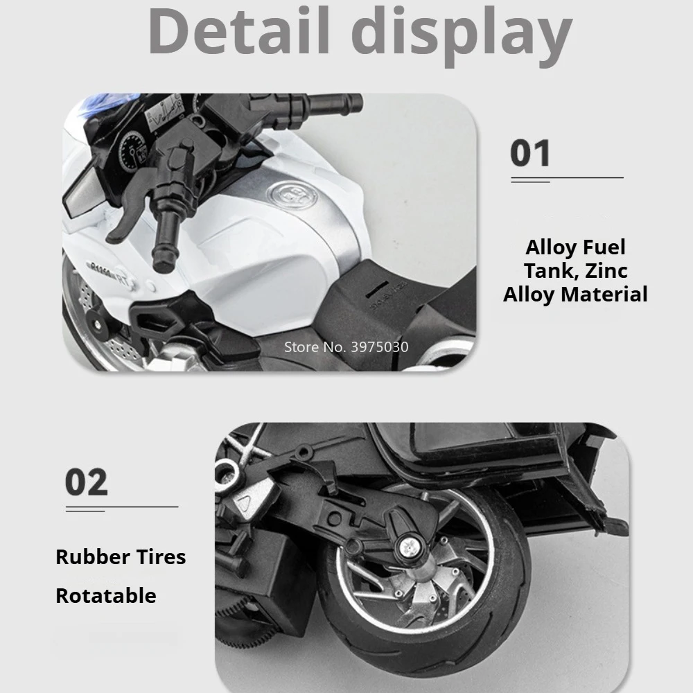 1:14 R1250RT Motorcycle Car Model Toys Shock Absorption Sound Light Locomotive Models Ignition Start Toys Collectible Item