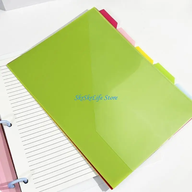 

E65E 5 Pcs 3 Holes File Folders Plastic Dividers Document Organizers Separator Binder Sheet Protectors Index Page Folders