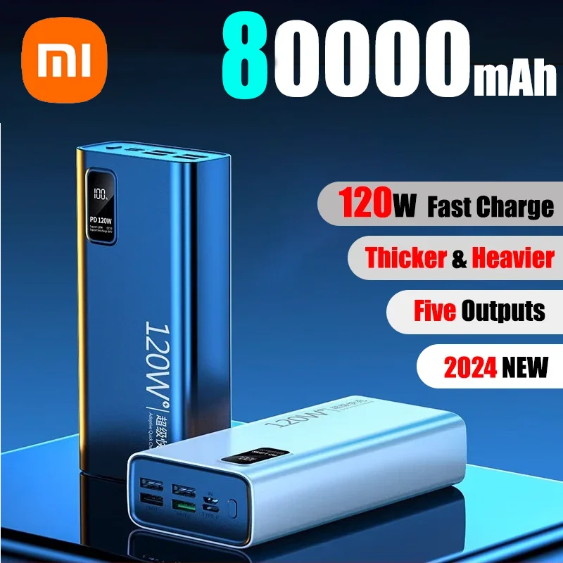 Xiaomi-cargador de batería portátil de alta capacidad, 80000mAh, 120W, para iPhone, Samsung, Huawei