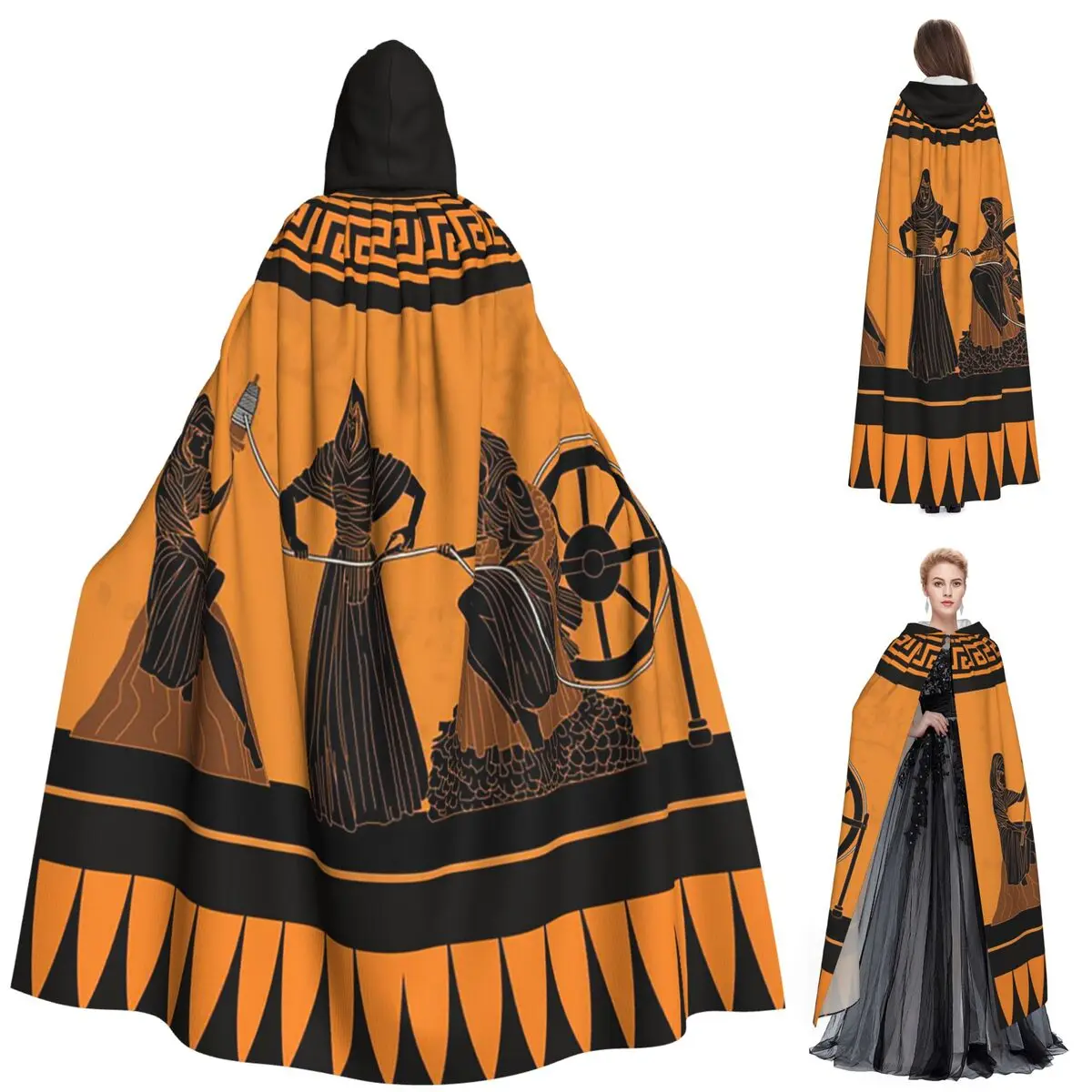 

Greek Mythology Three Moirai Long Hooded Cloak Witch Medieval Costume Cosplay Cape Adult Unisex