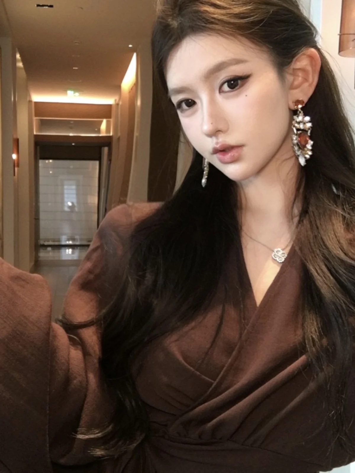 여성용 허리 조임 벨트 디자인 슬리브 탑 출퇴근용 순색 폴리에스터 섬유