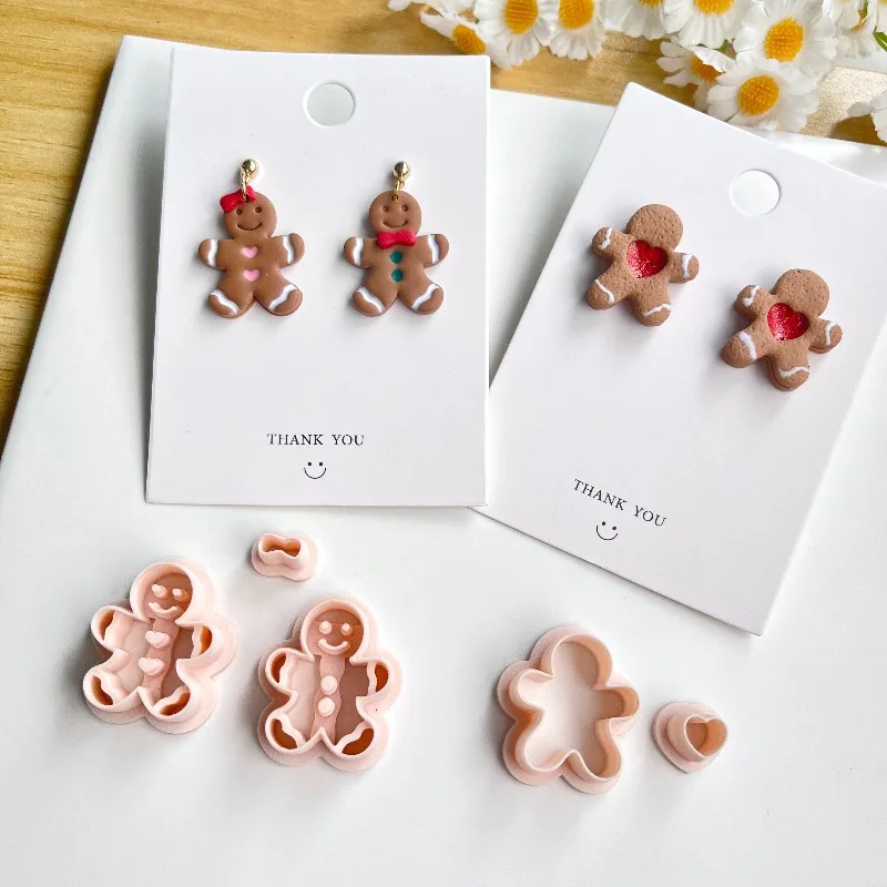

Gingerbread Man Cookie Cutter Christmas Craft Mold Polymer Clay DIY Earrings Making Supplies Artisan Tools Holiday Decorations