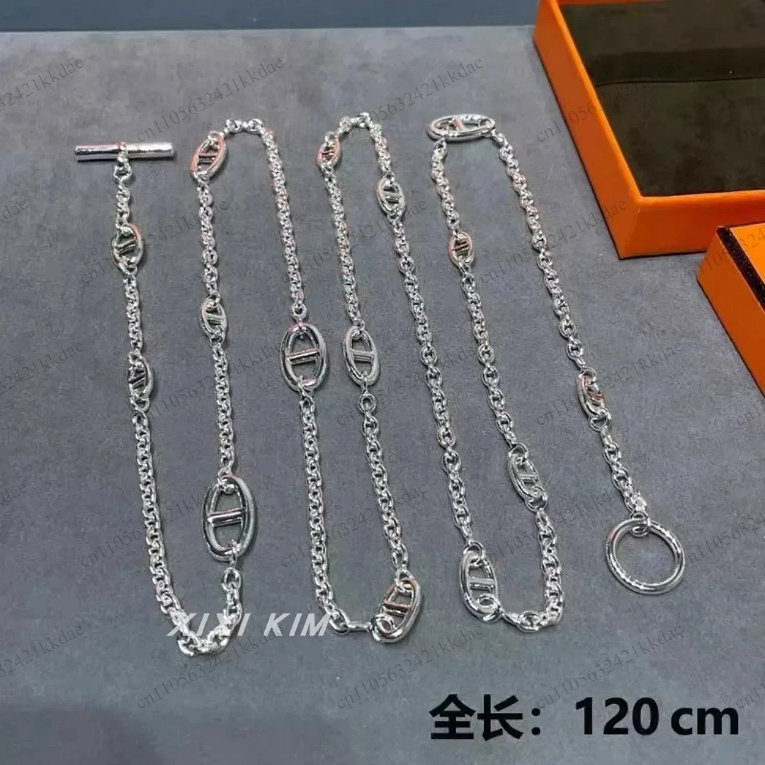 

A Variety of Ways To Wear Heavy Industry Metal Pig Nose Long Sweater Chain Women's Bag Necklace Stacked Wearing European