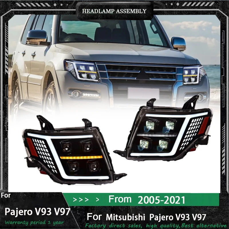 

Новые светодиодные фары, модифицированные полные фары для Mitsubishi Pajero V97 V93 2005-2021, указатели поворота, дневные ходовые огни