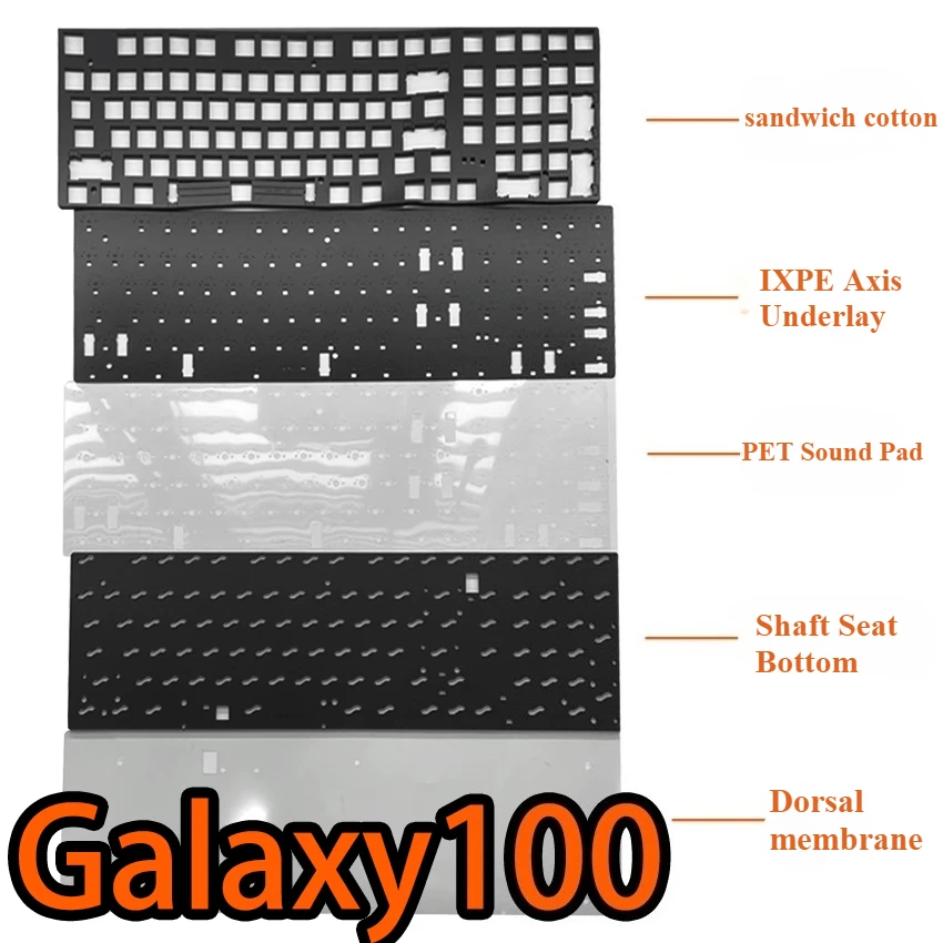 Звуковая панель клавиатуры VTER Galaxy100, 5 комплектов, пенопластовый голосовой пакет, подкладка оси IXPE, аксессуары для игровой механической клавиатуры на заказ, сделай сам Звуковая панель клавиатуры VTER Galaxy100, 5 комплектов, пенопластовый голосовой пакет, подкладка оси IXPE, аксессуары для игровой механической клавиатуры на заказ, сделай сам