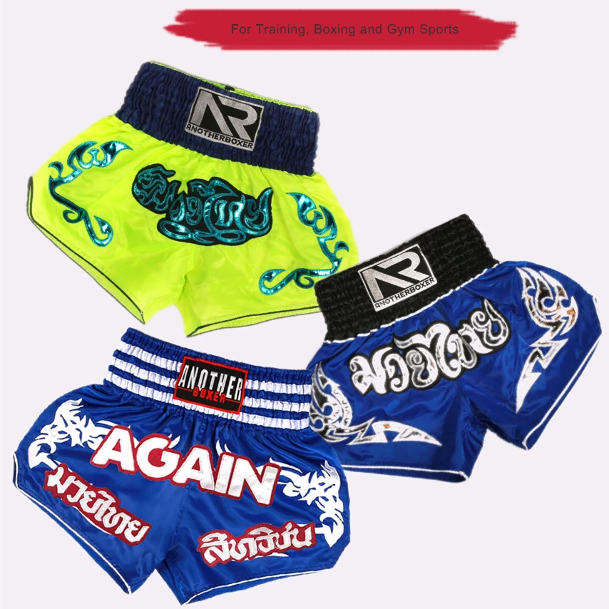 ANOTHERBOXER Pantaloncini da boxe Muay Thai - Pantaloncini da boxe corti Kickboxing per uomo e donna Pantaloni da palestra - Pantaloncini MMA per bambini ﻿