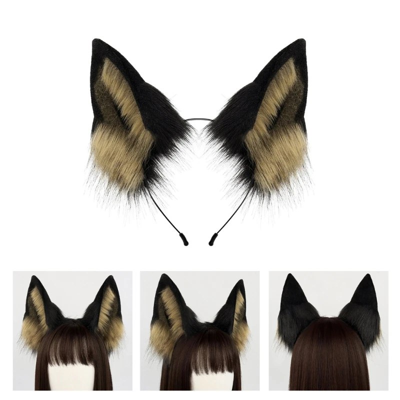 Lolita Wolf Dog Cat Ear Hair Hoop Anime Cosplay Plush Hairband Women Multi Color Carnival Party Headpiece Costume Props Headband