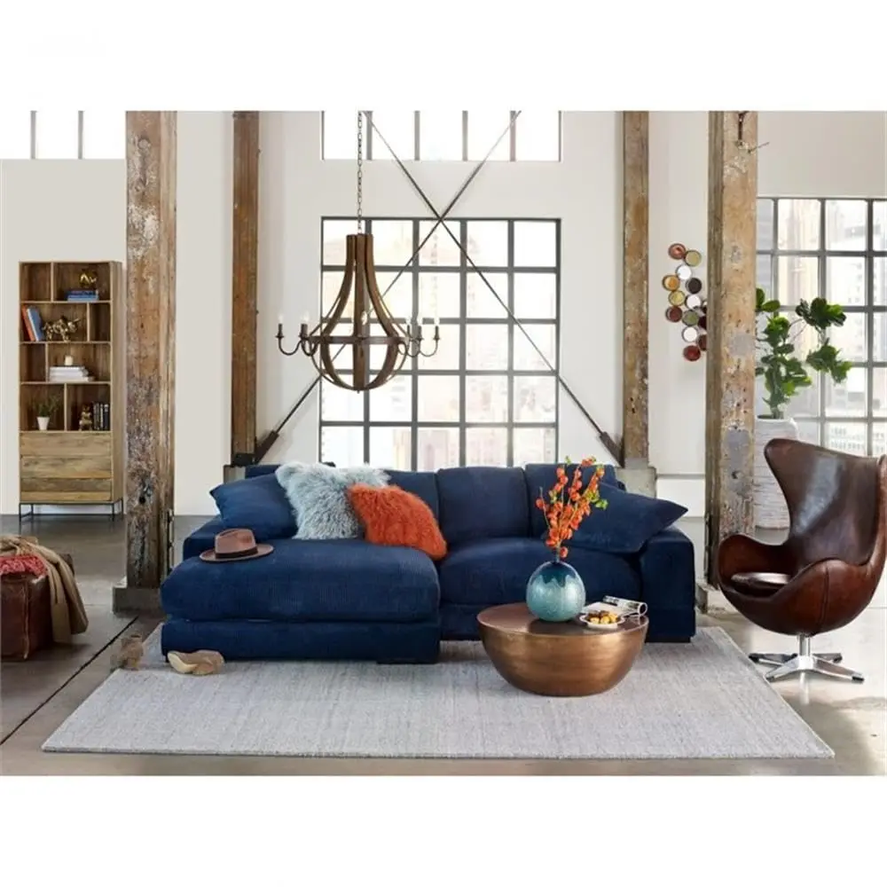 Modern Drum Coffee Table 31.25in Hollow Iron Frame Copper Powder-Coated Finish Indented Top Living Room No Assembly, Customized