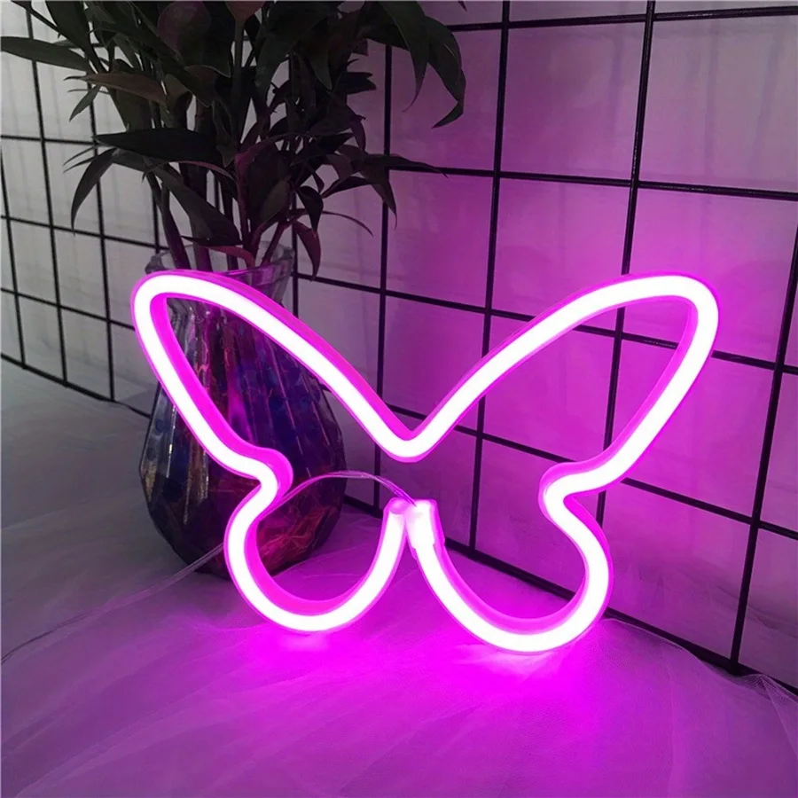 Butterfly Shape Battery Usb Dual-Purpose Night Light Led Neon Light Home Party Decoration Luminous Light Sign