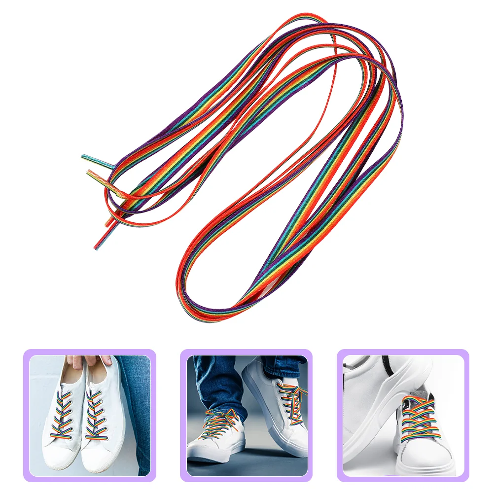 

Rainbow Gradient Laces Stripes Shoe Stylish Vertical Tie Shoelaces Fashionable Shoestring Canvas Ties Decorative