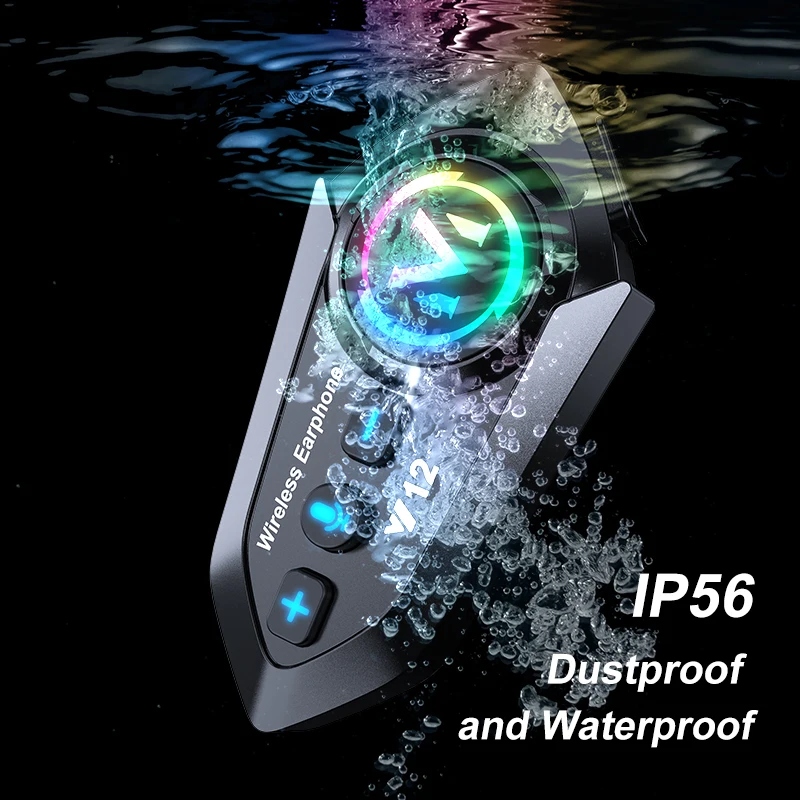 Y12 듀얼 마이크 오토바이 헬멧 헤드셋 무선 핸즈프리 통화 키트 방수 MP3 음악 플레이어 스피커 FM 라디오 이어폰