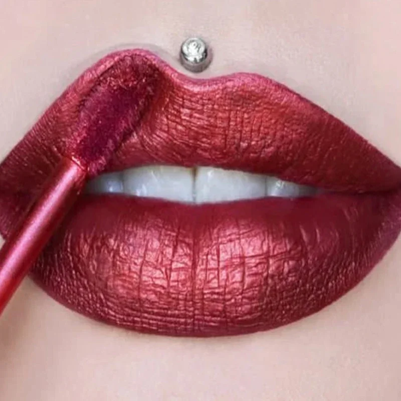 Glitter Metallic Lip Gloss Wasserdicht Matte Glänzende Flüssigkeit Lippenstift Lippen Schimmern Farbton Dauerhaft Nicht-stick Tasse Lippen Make-Up Kosmetik