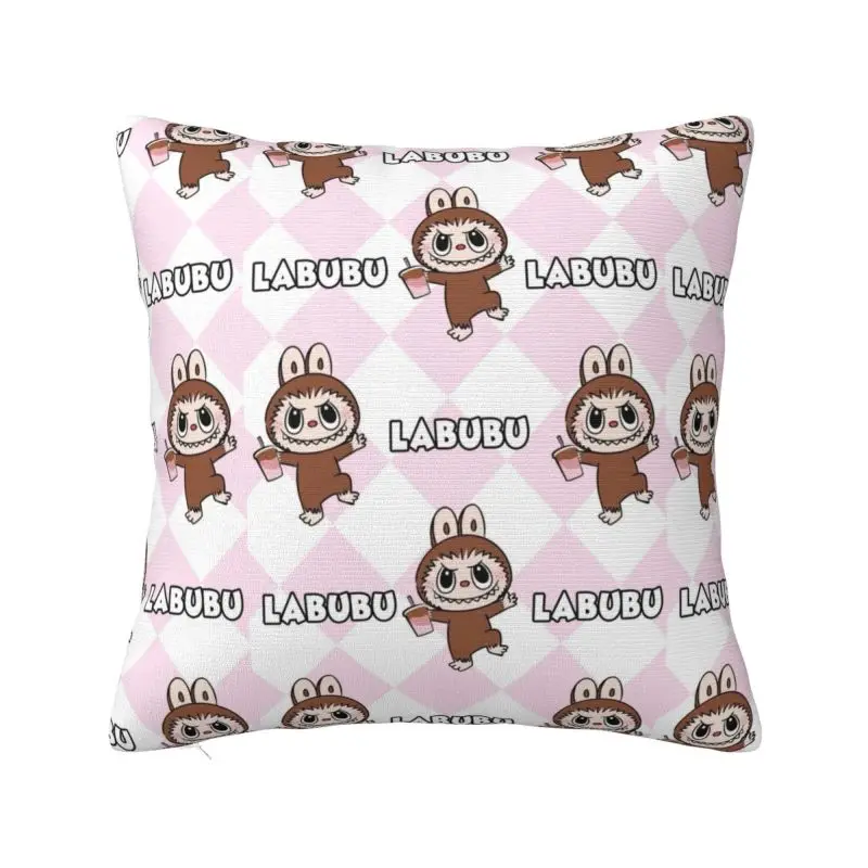 Custom Cartoon Labubu Cushion Cover Printing Square Throw Pillow Case for Car Pillowcase Home Decoration