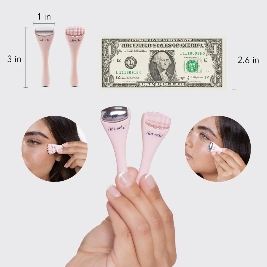 Mini Facial Roller Ice Face Roller Skin Care Tool Set for Women Face Massager for Puffy Eyes Cold Therapy Lymphatic Drainage Ma