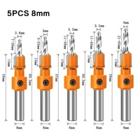 8mm Shank HSS Woodworking Countersink Router Bit Set Screw Extractor Remon Demolition for Wood Milling Cutter