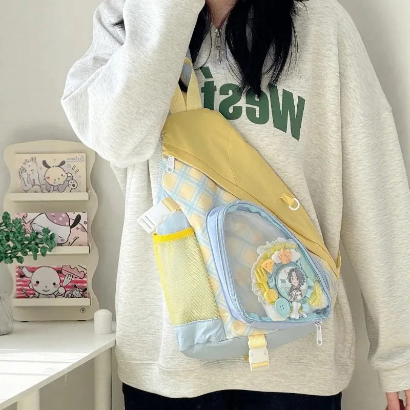 

Japanese Korean Version Cute Soft Girl Diagonally Cross-border Girl High-value Chest Bag Y2K Transparent Ulzzang Ita Bag
