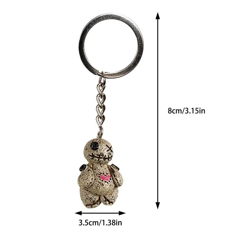 Halloween Punk Voodoo Doll Necklace Keychains Fun Voodoo Doll Pendant Keychain Necklace For Women Men Jewelry Decoration Gifts