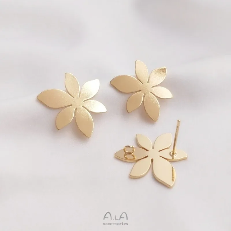 Color 14K Gold Big Flower Earrings With Rings Flower Shape Hmade Simple Earrings DIY Ear Jewelry Accessories Materials