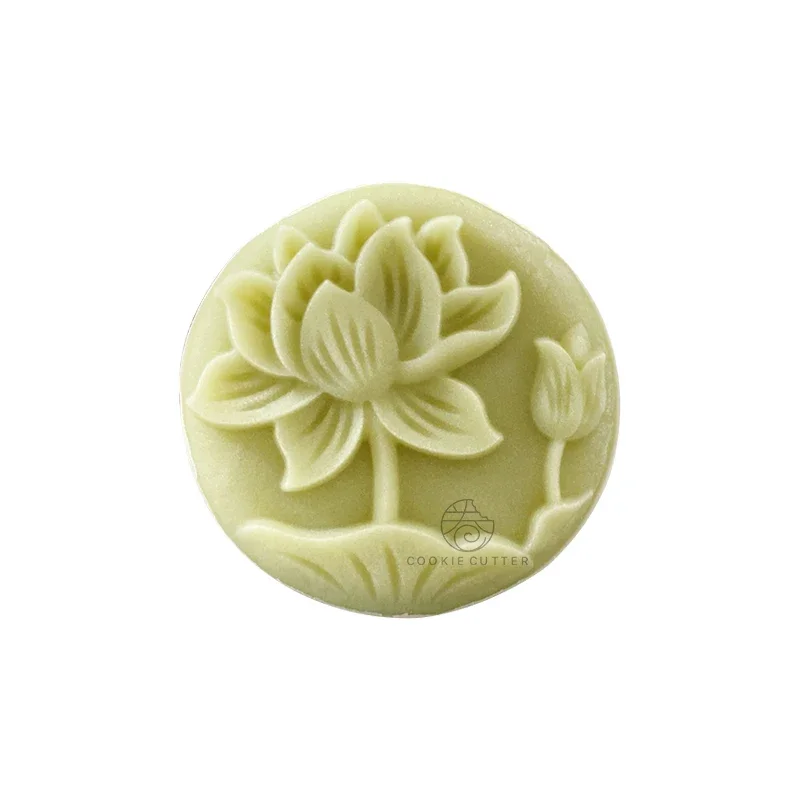 4Pcs/Set Flower Shape Round Mooncake Mold Chinese Pastoral Style Hand Pressure 3D Home DIY Fondant Cake Decoration Tools