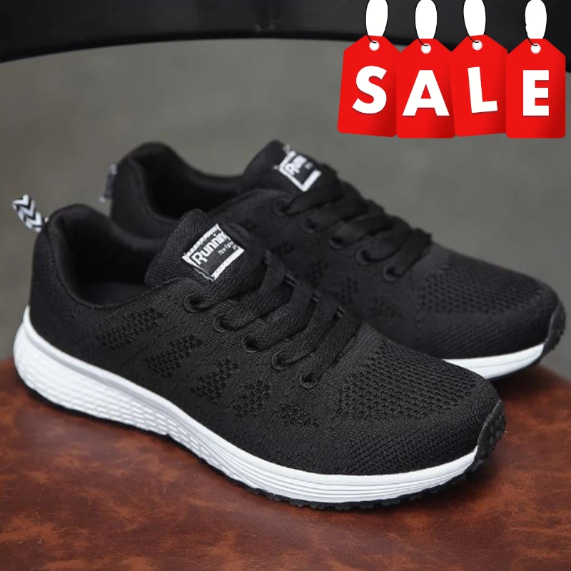 Frauen Casual Turnschuhe Mode Atmungsaktive Mesh Tuch Gesicht Flache Wanderschuhe Klassische Schwarz Weiß Weibliche Schuhe