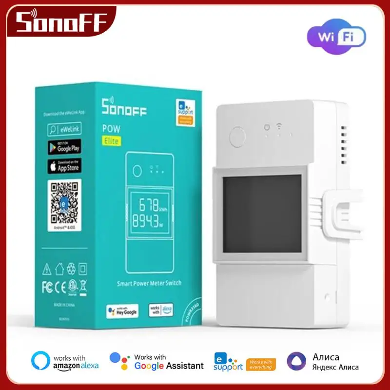 Выключатель SONOFF POW Elite, 16 А/20 А, Wi-Fi, смарт-дом, ЖК-экран, работает с приложением Alexa Google Home eWeLink