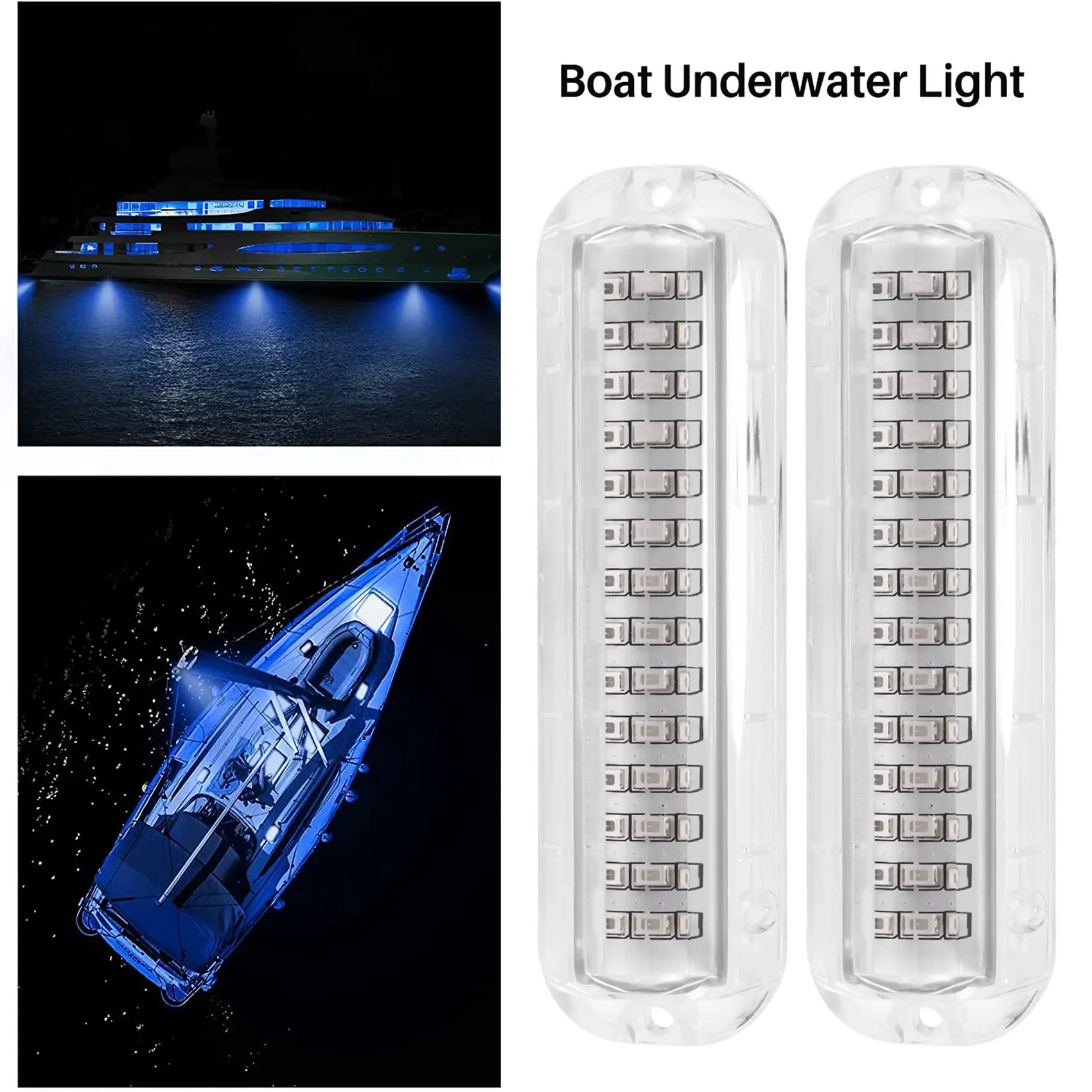 2 Stuks 42led Boot Afvoer Licht Boot Spiegel Lichtblauw Onderwater Ponton Marine Licht