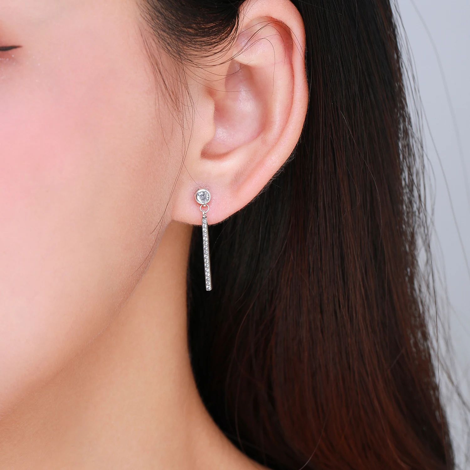 Modian 2021 Sparkling Dangle Ear Real 925 sterling Silver Classic Swing Clear CZ Drop Earrings For Women Wedding Jewelry Arete