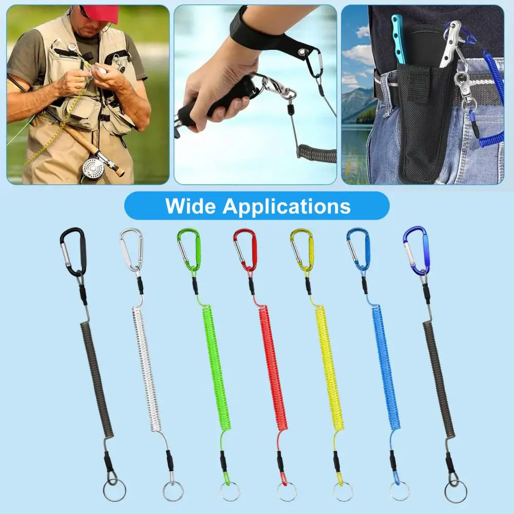Fishing Tools Safety Rope Fishing Gear Lanyard Heavy Duty Retractable Coiled Tether Multifunctional Outdoor Boating for Fishing