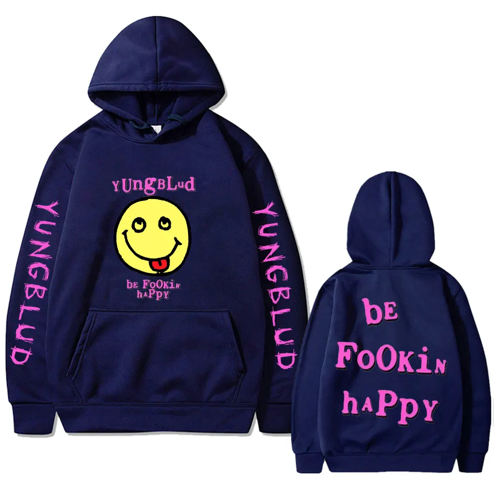 Singer Yungblud Be Fookin Happy Print Hoodie Unisex Casual Fleece Cotton Sweatshirt Men Women Hip Hop Rock Oversized Pullover