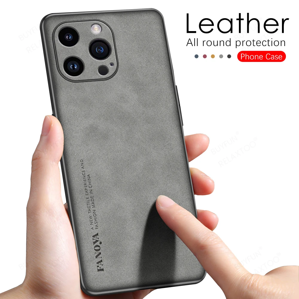 Sheepskin Leather Phone Cover For Iphone 16 Pro Max Plus Iphone16Pro Case Iphone16 ProMax Soft TPU Frame Camera Protection Funda