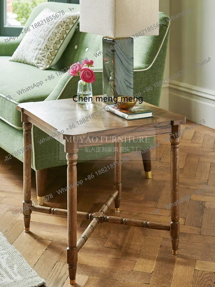 

American solid wood side table, modern simple small apartment, sofa corner, bedside table, living room