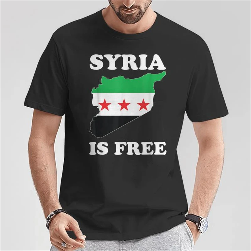 Syria Flag T-shirts For Men Clothing Free Syria Graphic Short Sleeve Sportswear New In Daily Casual Oversized Women Tee Shirt