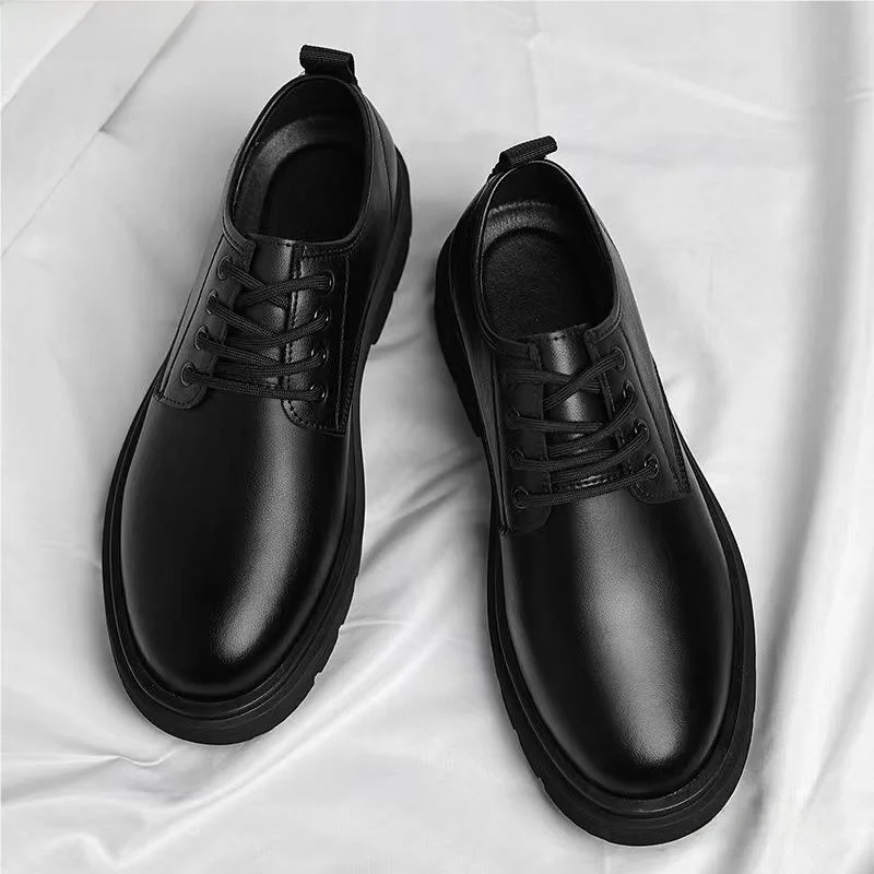 Casual Leather Shoes for Men Breathable Soft Thick Bottom round Head Business Formal Spring Summer New Style Comfortable Sports