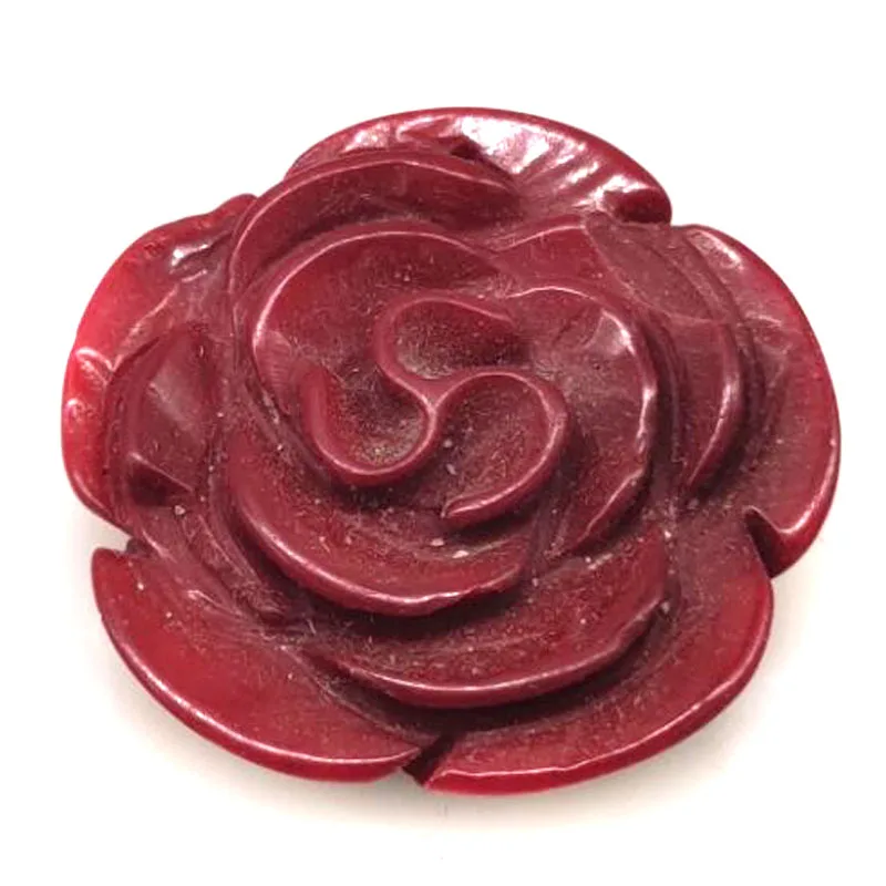 10x30mm Red Flower Hand Carved Natural Coral Charm Pendant