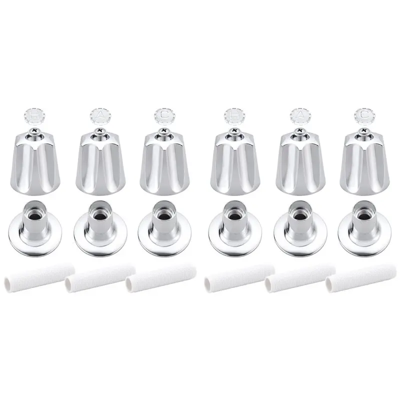 ABMS-Shower Knobs 6 Piece Replacement For Price Pfister Tub Shower Faucet Handle Remodel Trim Kit Include Hot Cold Diverter