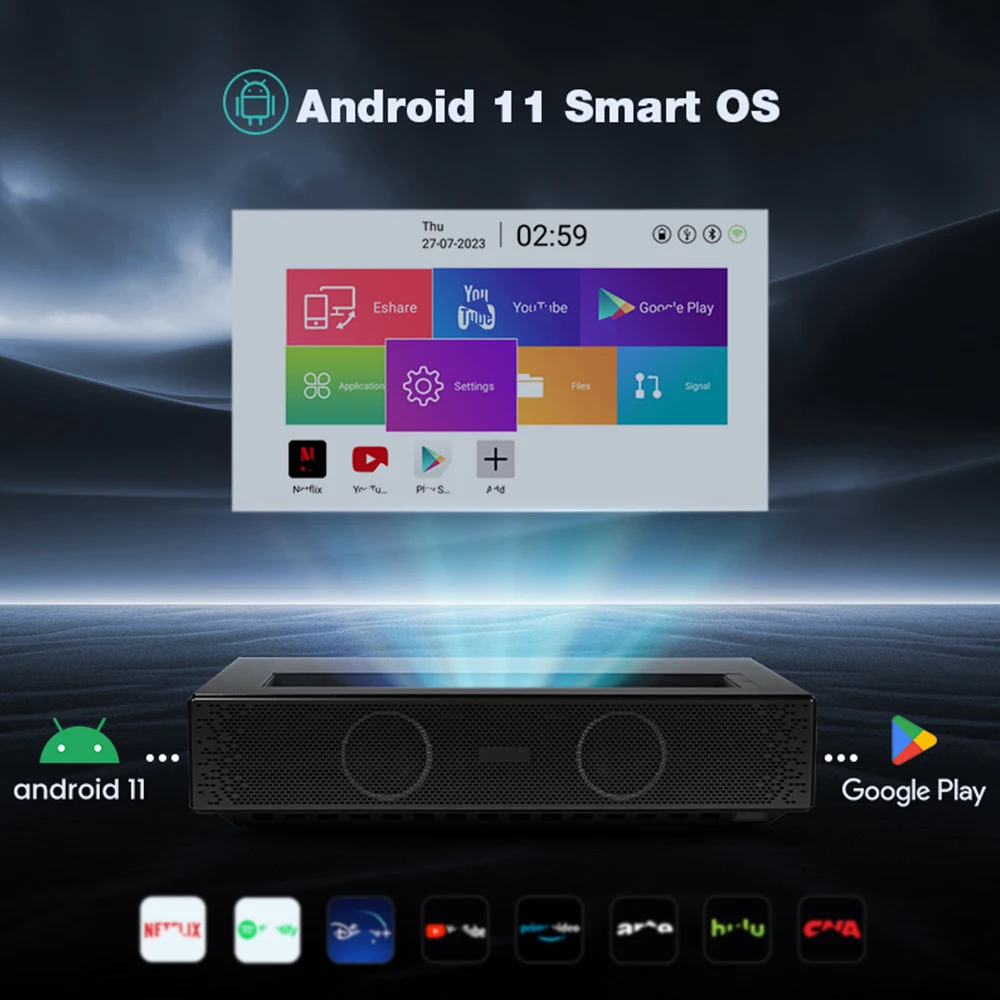 Topleo Android 1080p Smart Home Mini Proyector Ultra Short Throw 4K LED Texas Instruments 8K Video Texas DLP Laser Projector