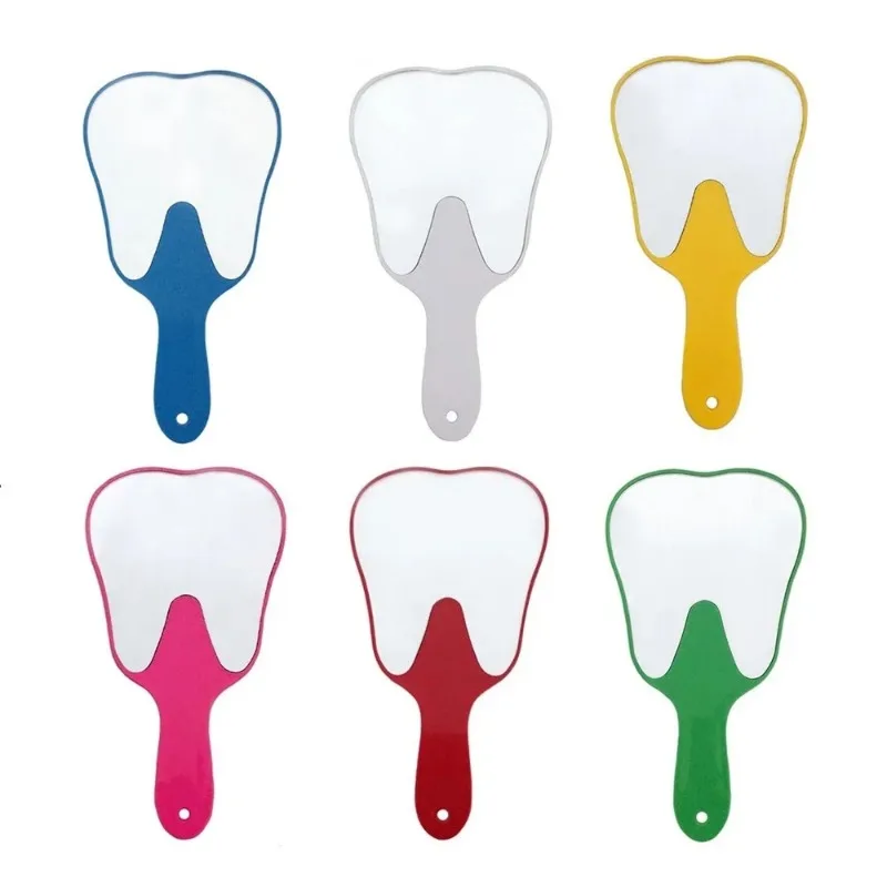 1Pcs Tooth Shaped Handheld Mirror PVC Unbreakable Hand Mirror Dental Mouth Examination Makeup Mirror Dentistry Accessories Gifts