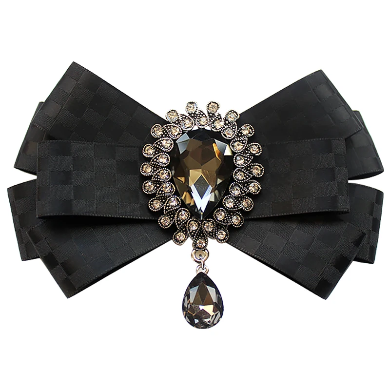 Hand Made Man Ribbon Bow Tie for Women Fashion Crystal Shirt Blouse Bowknot School Student Business Clothing Necktie Accessories