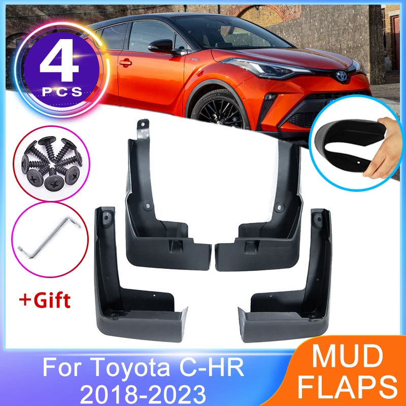 4PCS Mud Flaps For Toyota C-HR C HR CHR AX10 AX50 2018~2023 Guard Splash Mudflaps Front Rear Mudguard Fender Auto  Accessories