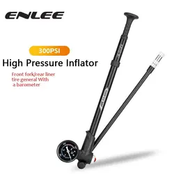 ENLEE Bicycle Front Fork Pump Mountain Bike With Meter High Pressure Pump American And French Universal Inflatable Pump 300PSI