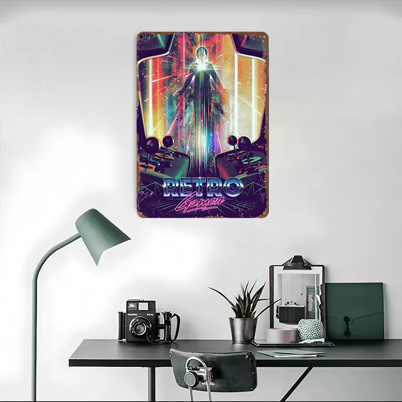 ألعابي الرجعية في طبعة أركيد قديمة ولكنها جديدة! ملصق معدني علامات معدنية جدار الفن رجل الكهف مخصص تين تسجيل للديكور المنزل