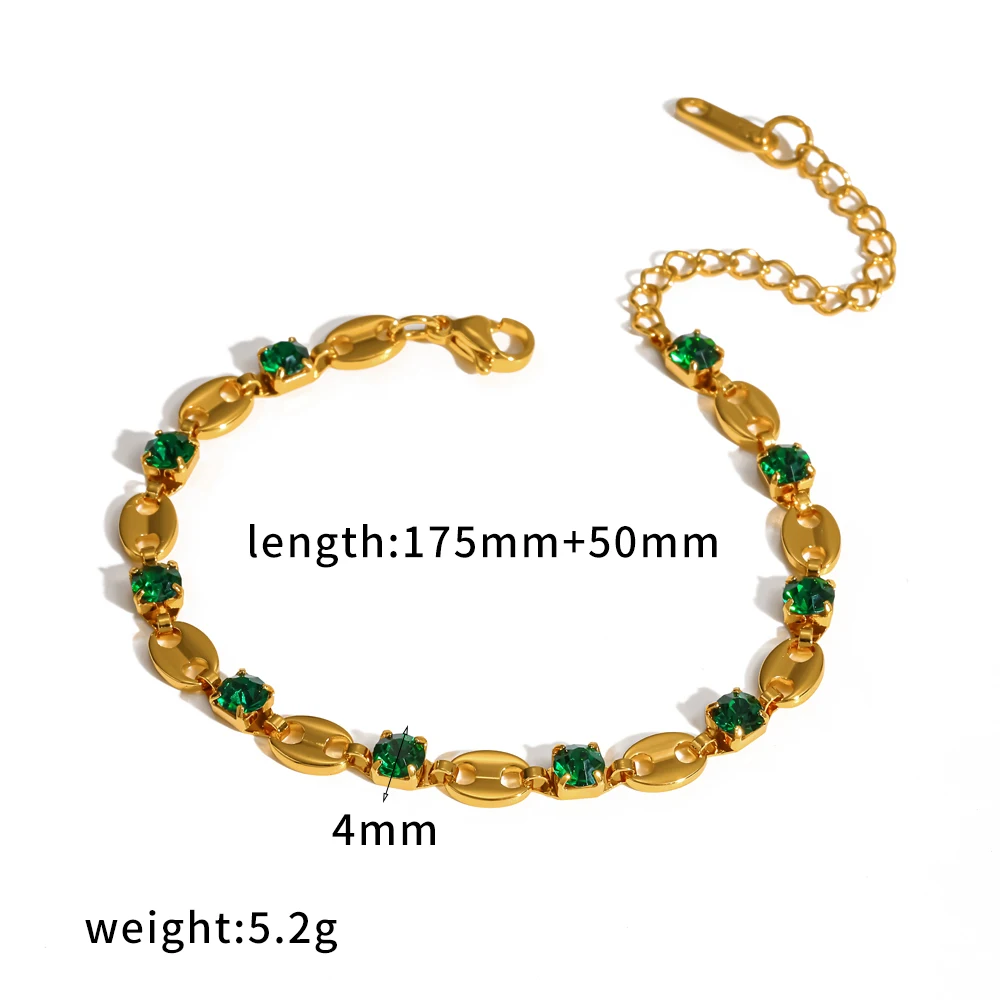 18K vergoldetes Edelstahl-Armband mit Zirkonia-Steinen in Krallenfassung, geometrisches Design, exquisite Kette, Schmuckgeschenk für Partys, Verkaufsschlager – Detail 7