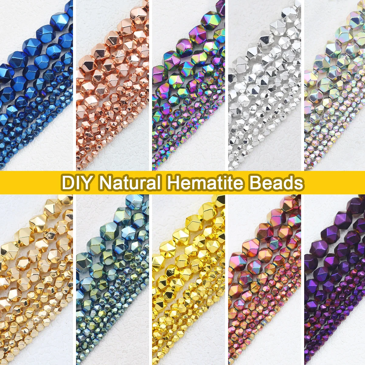 3-10MM Natürliche Hämatit Stein Goldene Facettierte Polygonale Spacer Lose Perlen Für Schmuck Machen Armband DIY Erkenntnisse Zubehör