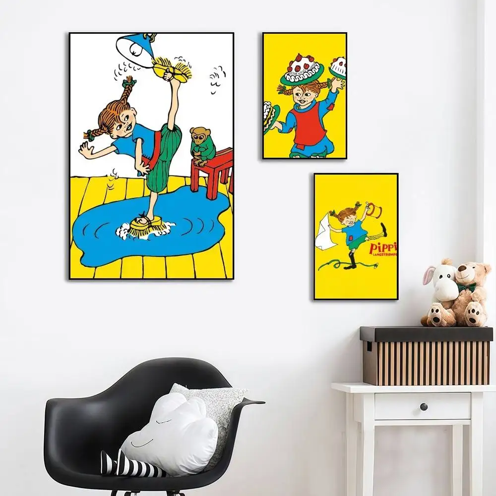 Cartoon P-Pippi L-Longstocking High-End Fashion Poster Sticker for Living Room Entryway Luxury Home Decor